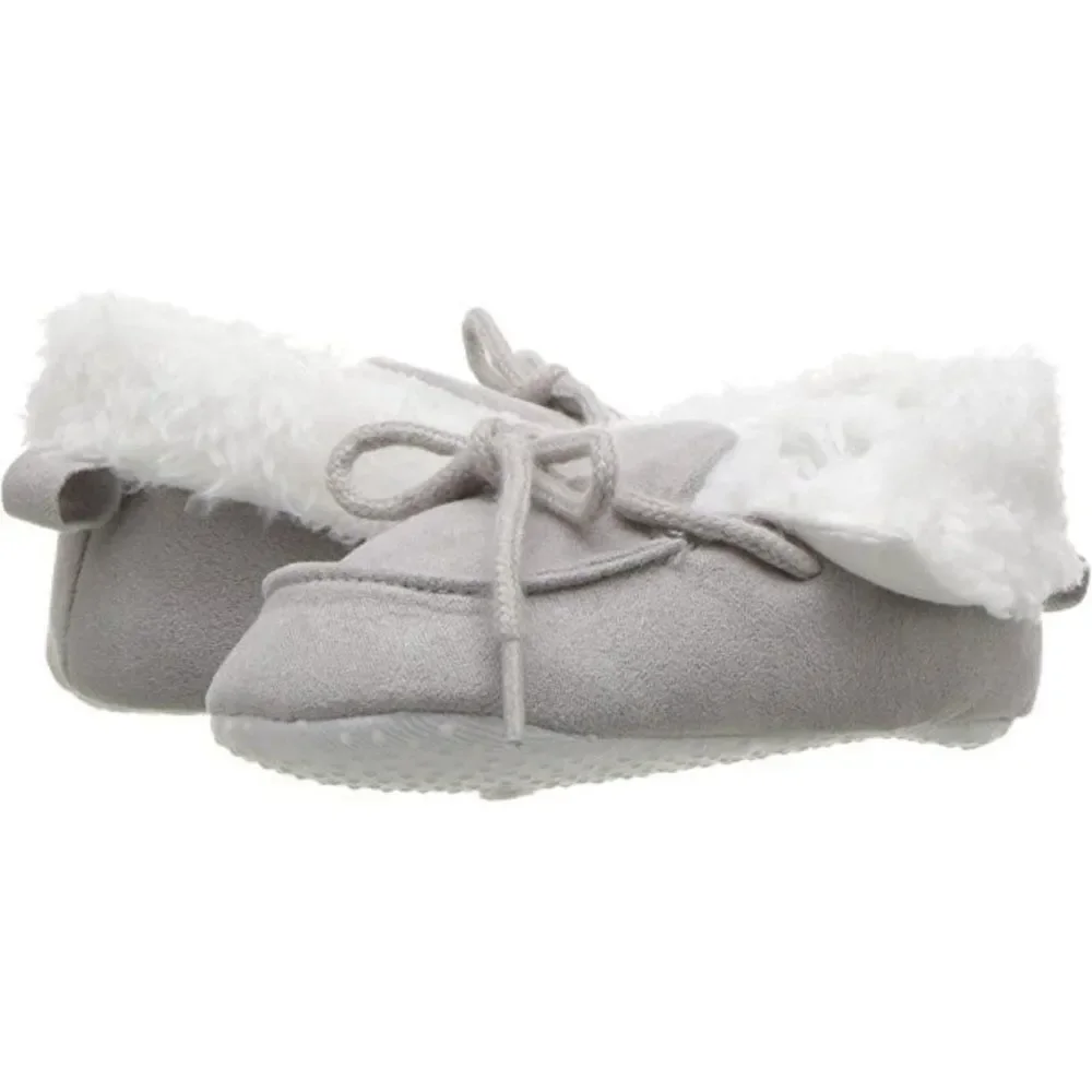 Luvable Friends Baby Booties Unisex Infants Moccasin Shoes Gray Size 0-6 Months
